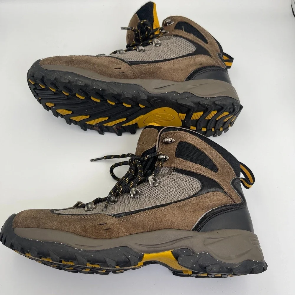 Ozark Trail Shoes Men's Size‎ US 9 Brown Black Gray Leather Lace-Up Hiking Boots